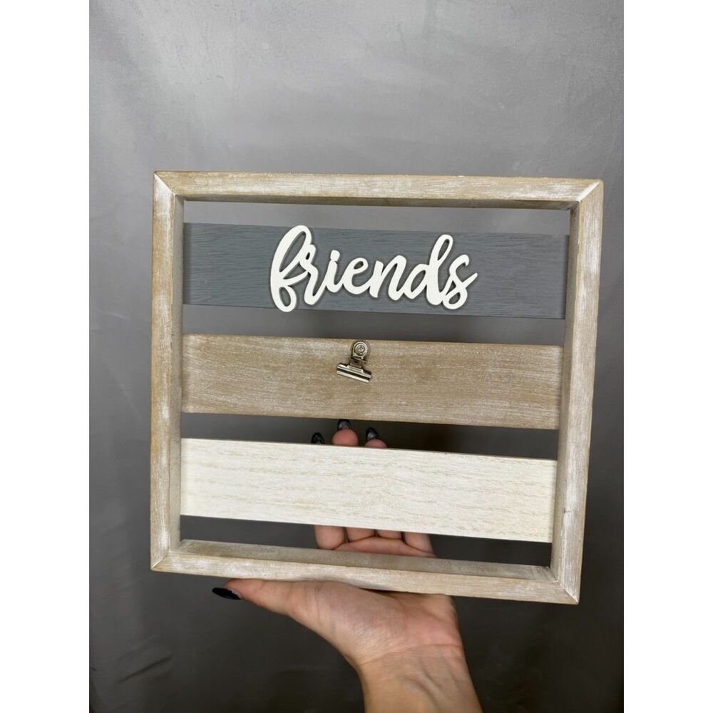 Melannco Wooden "Friends" Wall Decor Photo/Note Holder 10x10 Display